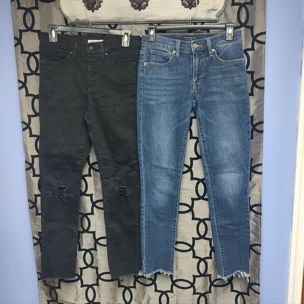 Two Pairs Size 4 / 27 Lucky Blue & Levi Black Jeans!